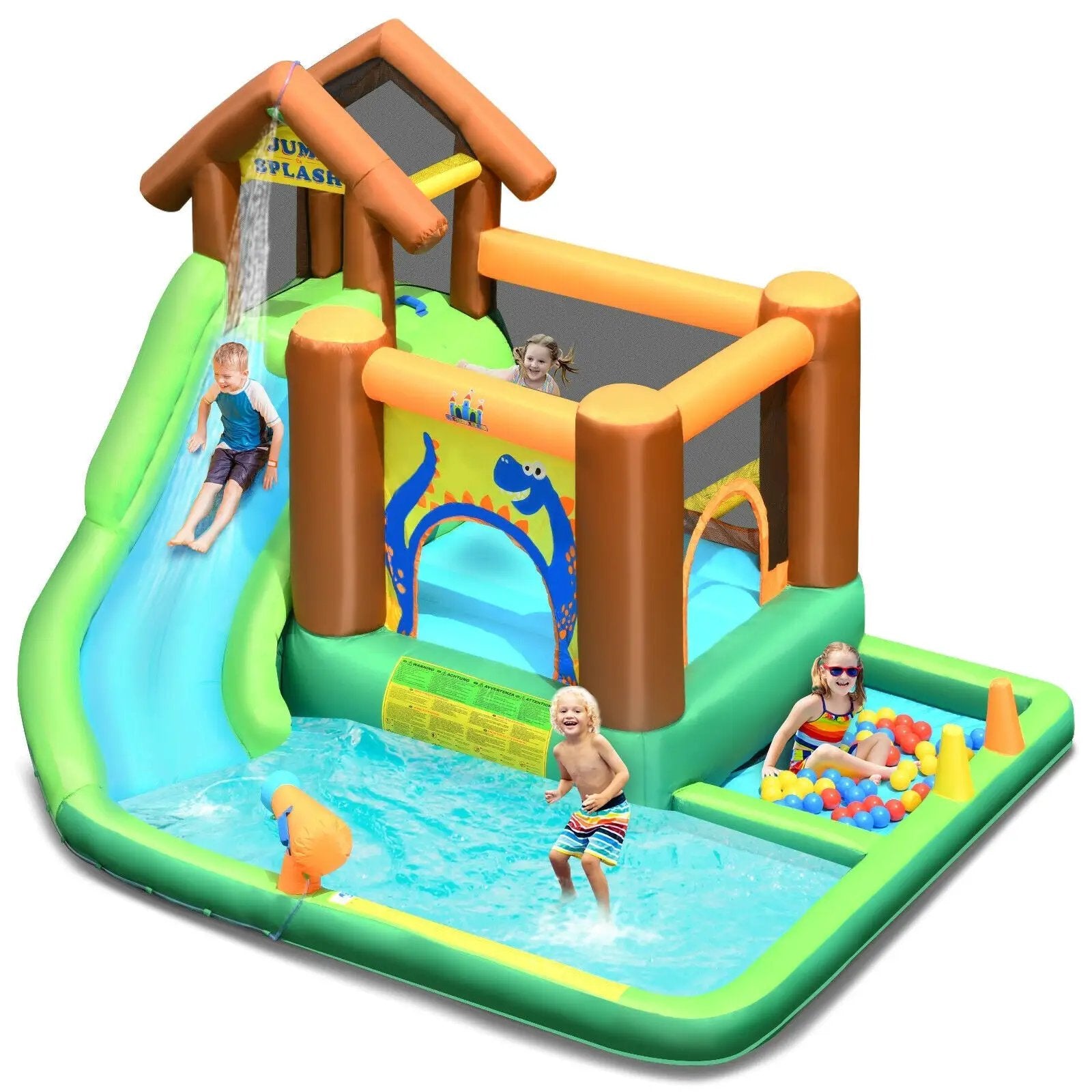 Inflatable Waterslide Bounce House Climbing Wall without Blower by DirectDeals