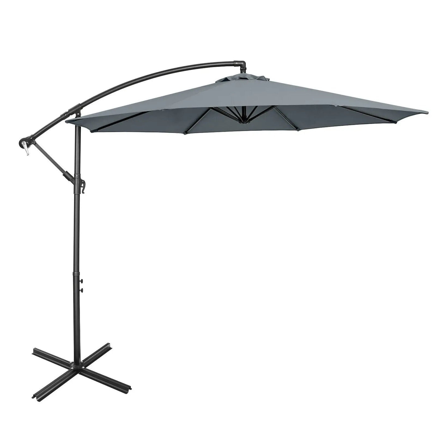 10 Feet Offset Umbrella with 8 Ribs Cantilever and Cross Base by DirectDeals
