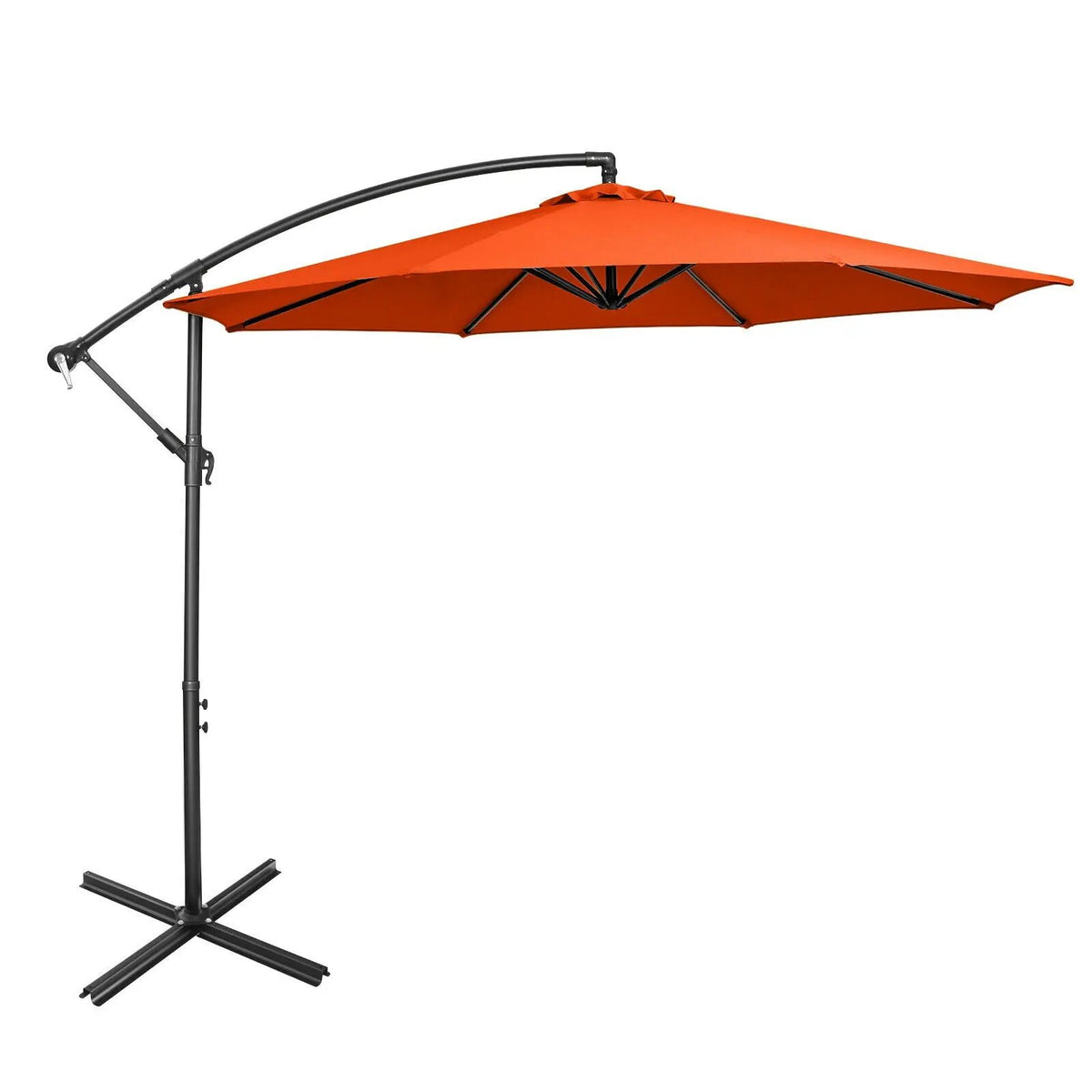 10 Feet Offset Umbrella with 8 Ribs Cantilever and Cross Base by DirectDeals