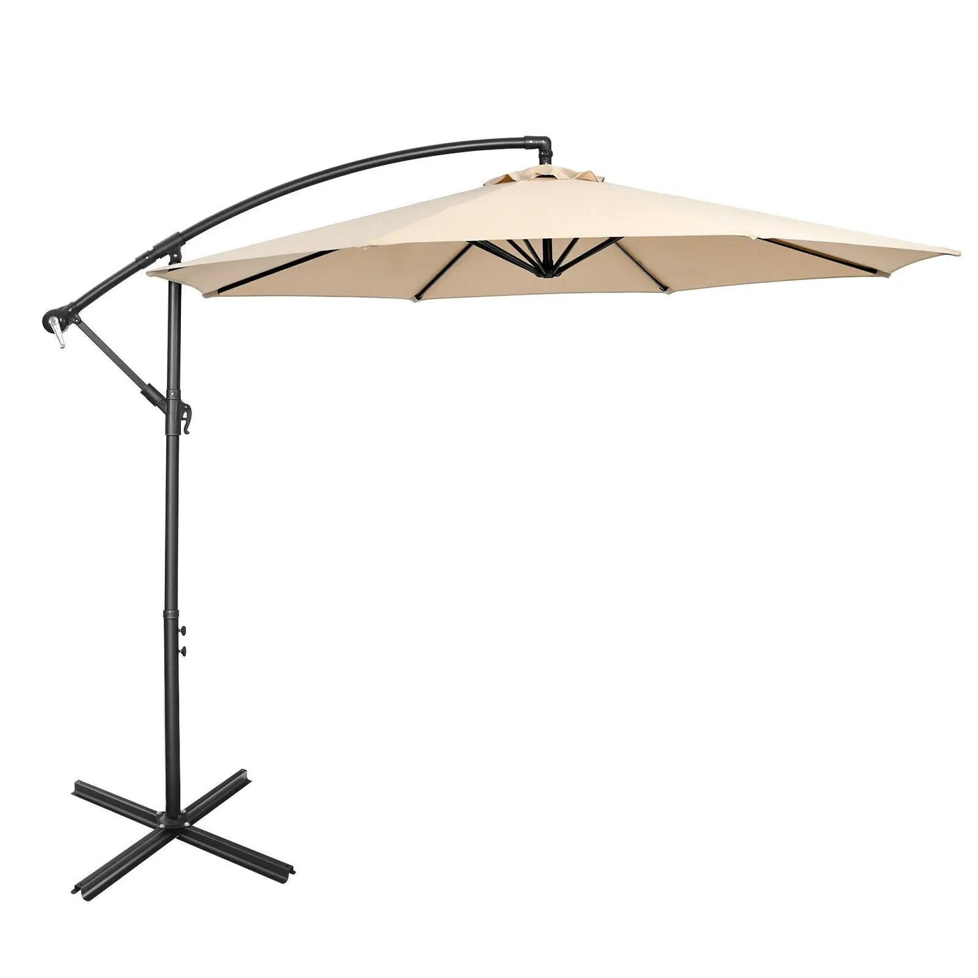 10 Feet Offset Umbrella with 8 Ribs Cantilever and Cross Base by DirectDeals