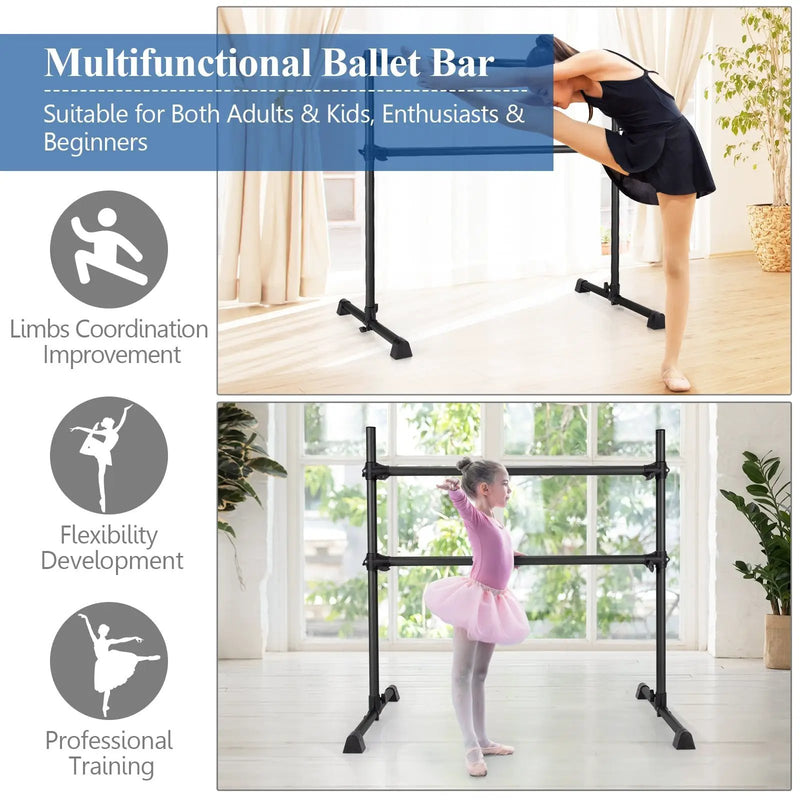 4 Feet Double Ballet Barre Bar with Adjustable Height by DirectDeals