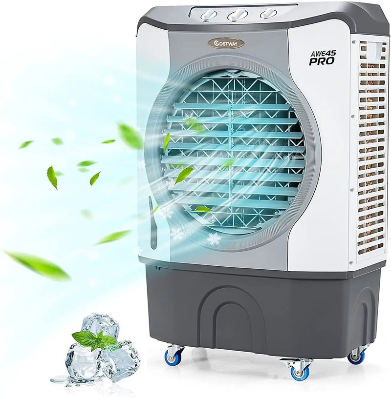 4-in-1 Industrial Evaporative Air Cooler Fan with 12 Gallon Tank and Wheels-Gray by DirectDeals