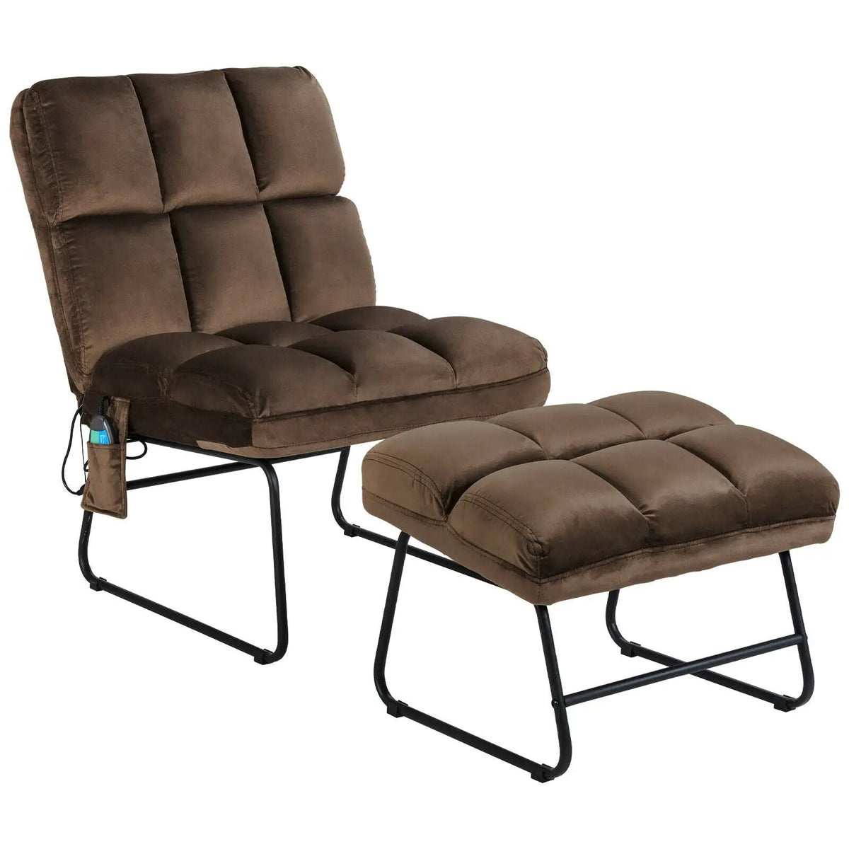 Velvet Massage Recliners with Ottoman Remote Control and Side Pocket by DirectDeals
