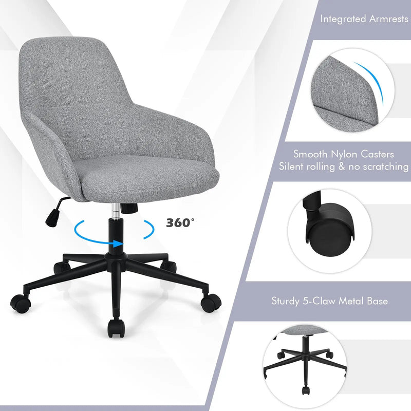 Fabric Home Office Chair with Rocking Backres-Gray by DirectDeals