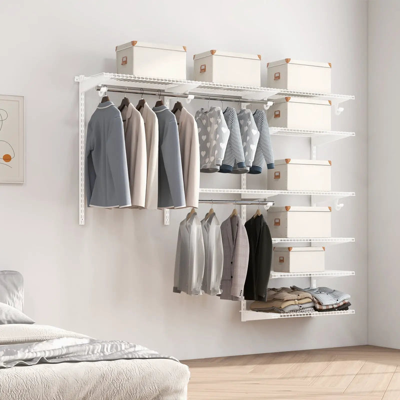Adjustable Closet Organizer Kit with Shelves and Hanging Rods for 4 to 6 Feet by DirectDeals