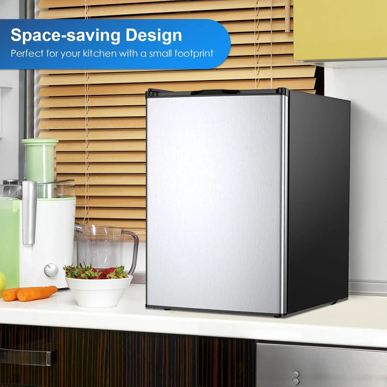 3 Cubic Feet Compact Upright Freezer with Stainless Steel Door by DirectDeals