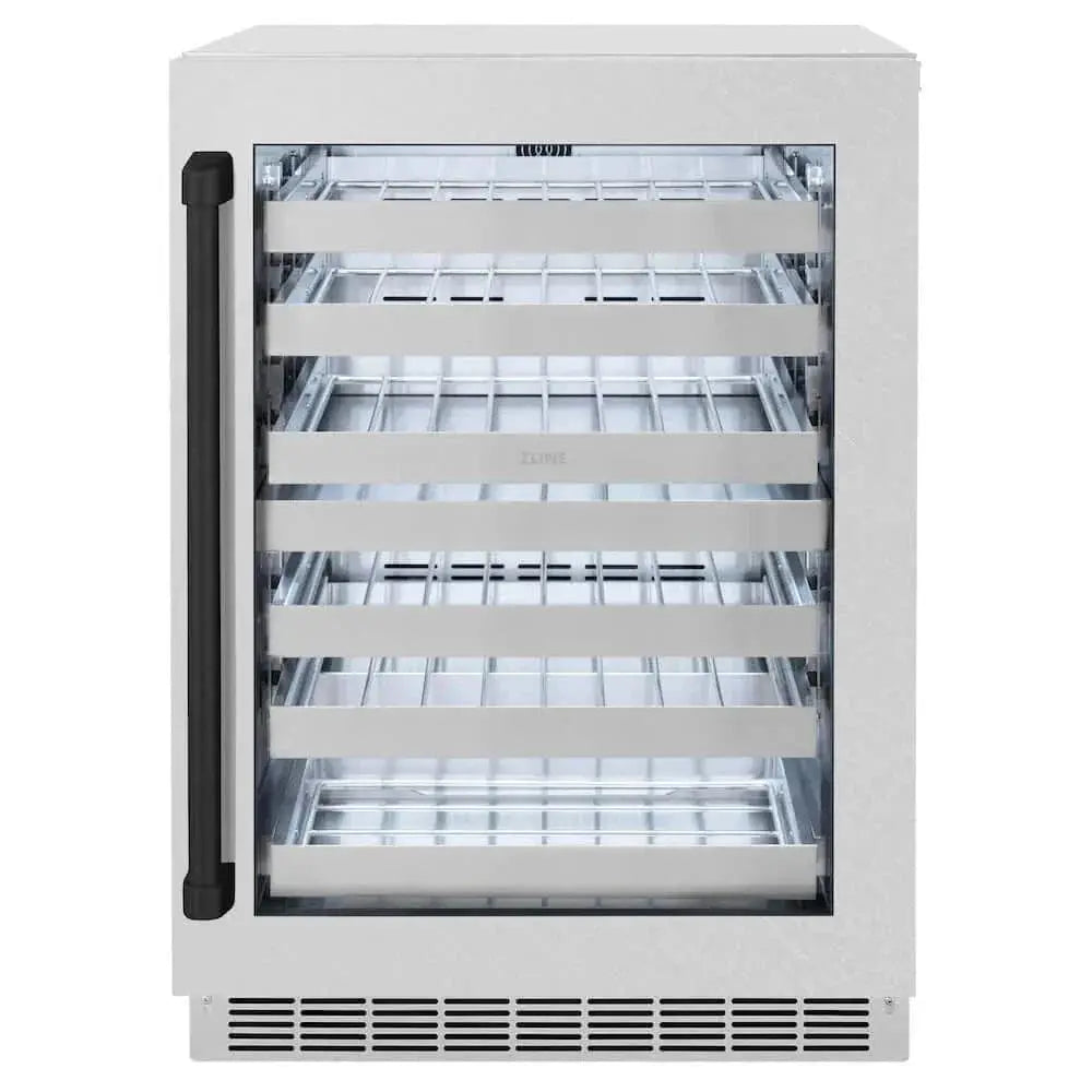 ZLINE 24" Touchstone Dual Zone 44 Bottle Wine Cooler DuraSnow® Stainless Steel Glass Door Matte Black Handle RWDOZ-SN-24-MB by Farmhouse Kitchen and Bath