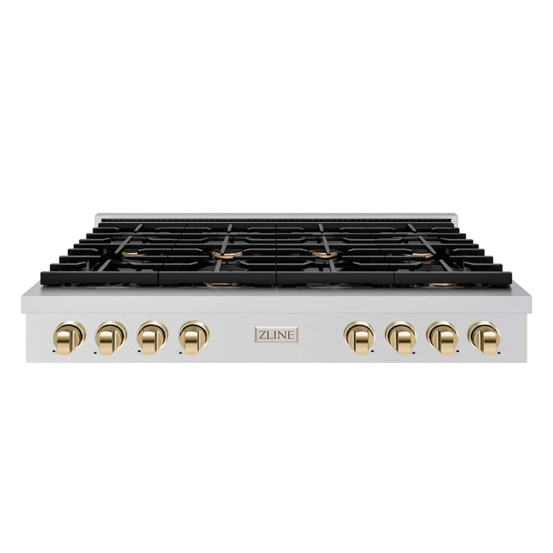 ZLINE 48" Paramount Gas Rangetop Stainless Steel Polished Gold SRTZ-48-G by Farmhouse Kitchen and Bath