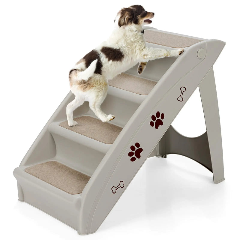 Collapsible Plastic Pet Stairs 4 Step Ladder for Small Dog and Cats by DirectDeals