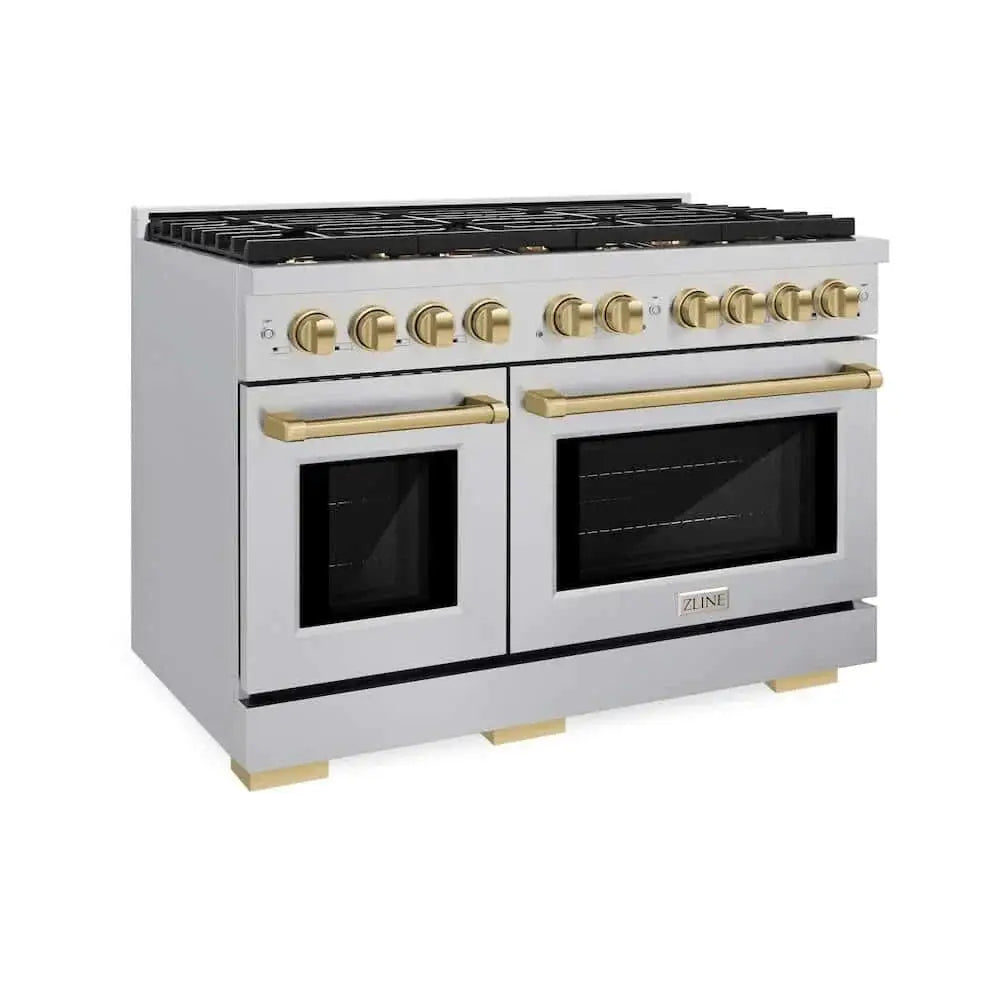 ZLINE 48"Gas Range, Convection Oven Stainless Steel, Champagne Bronze, SGRZ-48-CB by Farmhouse Kitchen and Bath