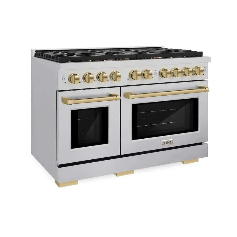 ZLINE 48"Gas Range, Convection Oven Stainless Steel, Champagne Bronze, SGRZ-48-CB by Farmhouse Kitchen and Bath