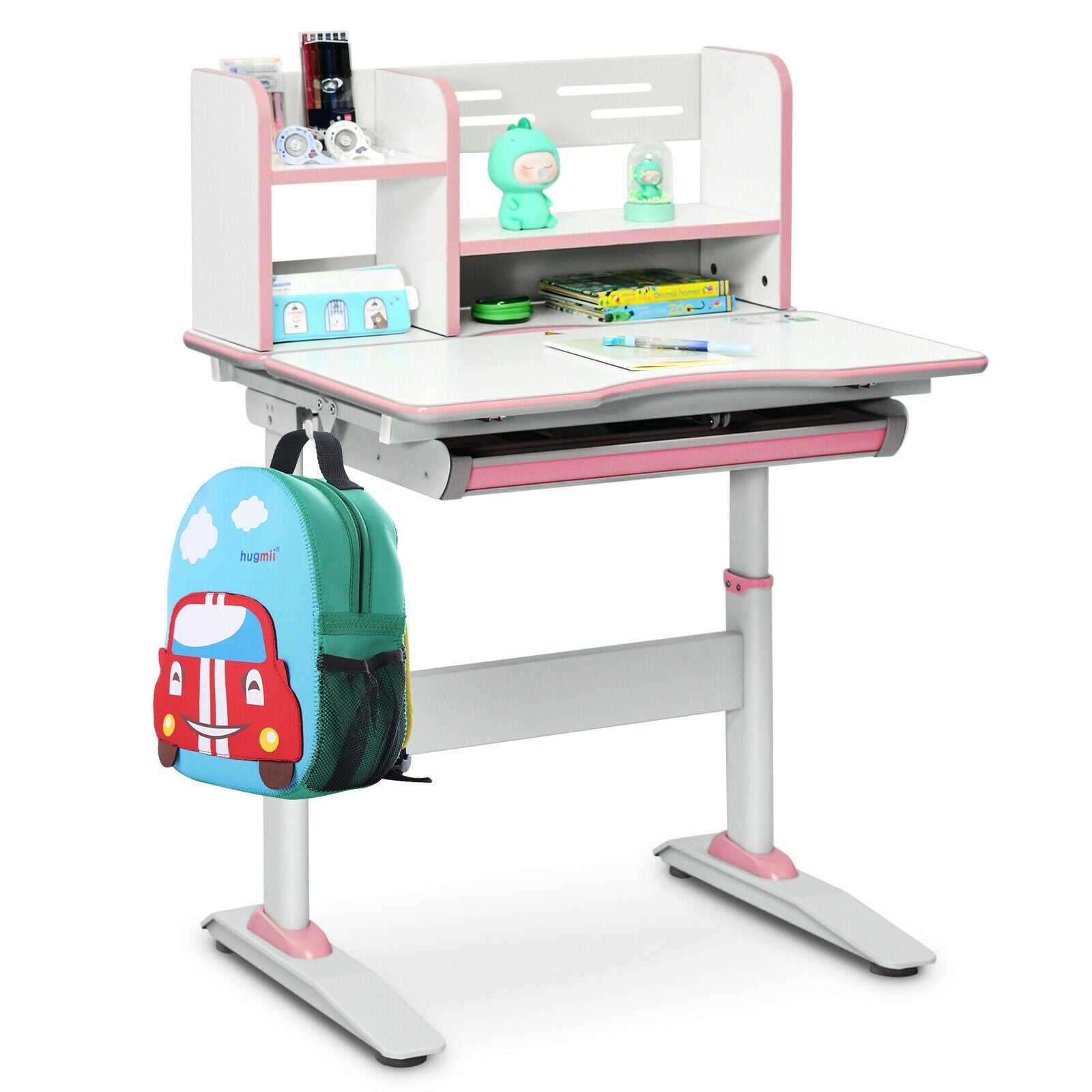 Kids Multifunctional Writing Desk with Tilt Desktop and Book Shelf by DirectDeals
