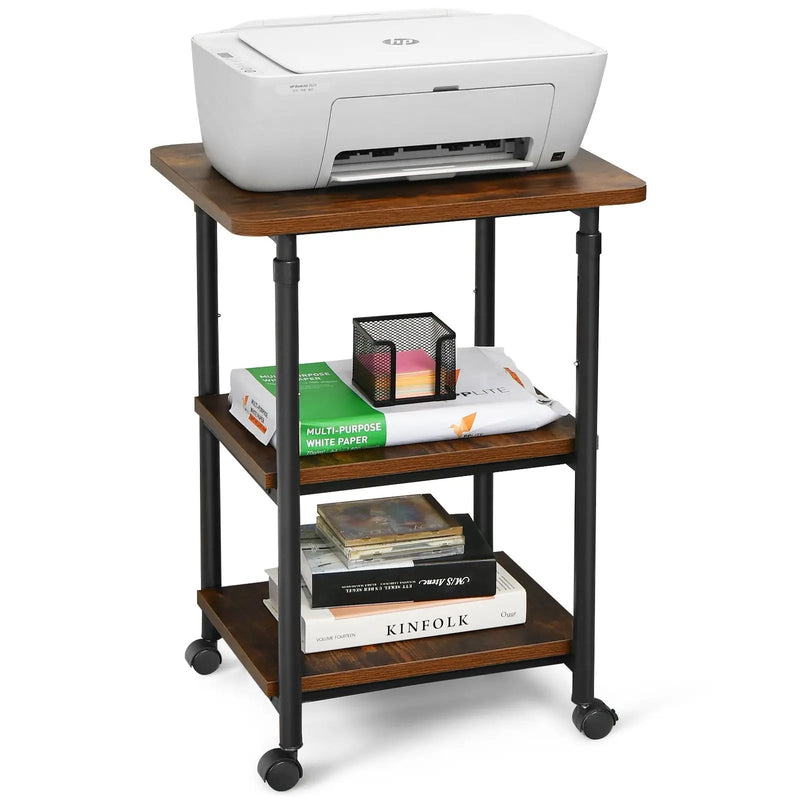 3-tier Adjustable Printer Stand with 360° Swivel Casters by DirectDeals