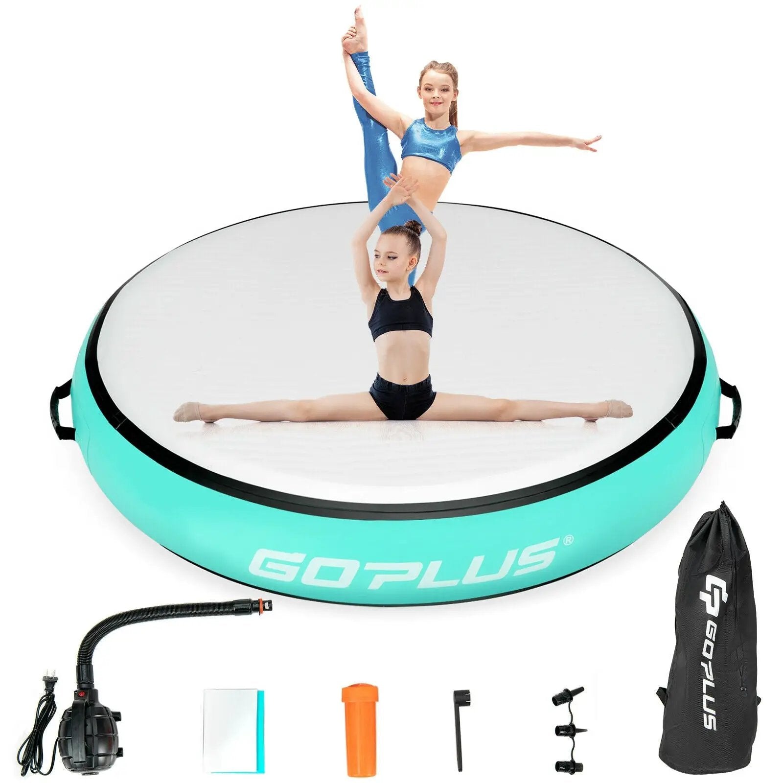 40 Inch Inflatable Round Gymnastic Mat with Electric Pump by DirectDeals