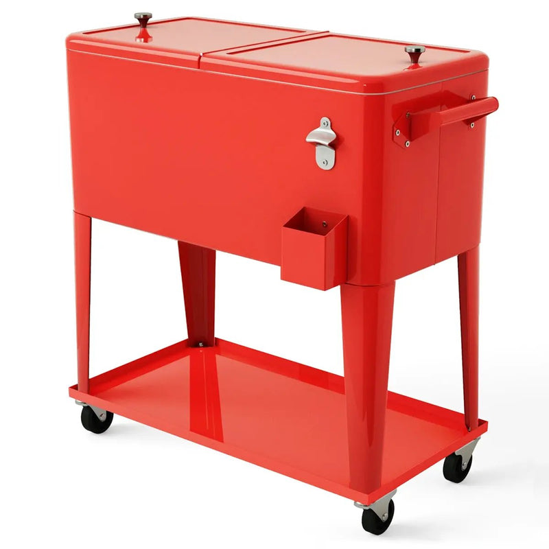 80 Quart Outdoor Patio Rolling Steel Construction Cooler by DirectDeals