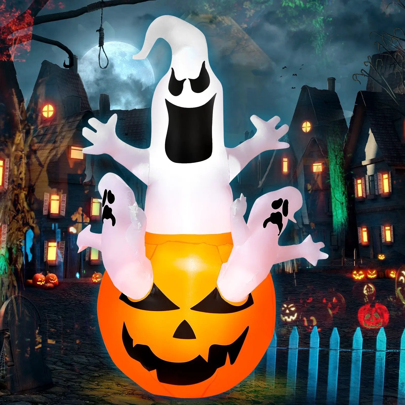 6 Feet Pumpkin-Halloween Blow Up Yard Decorations with Build-in LED Light by DirectDeals