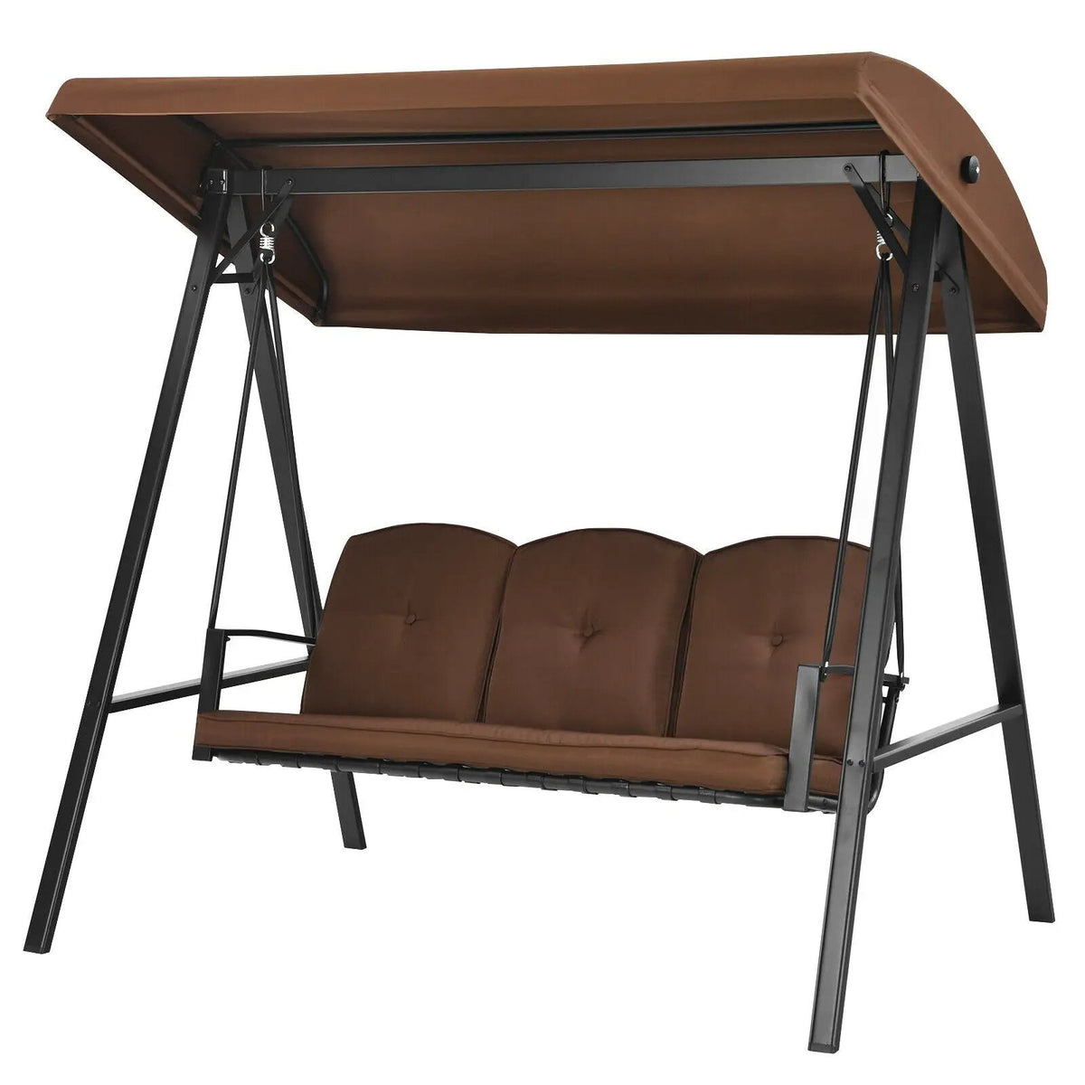 Outdoor 3-Seat Porch Swing with Adjust Canopy and Cushions by DirectDeals
