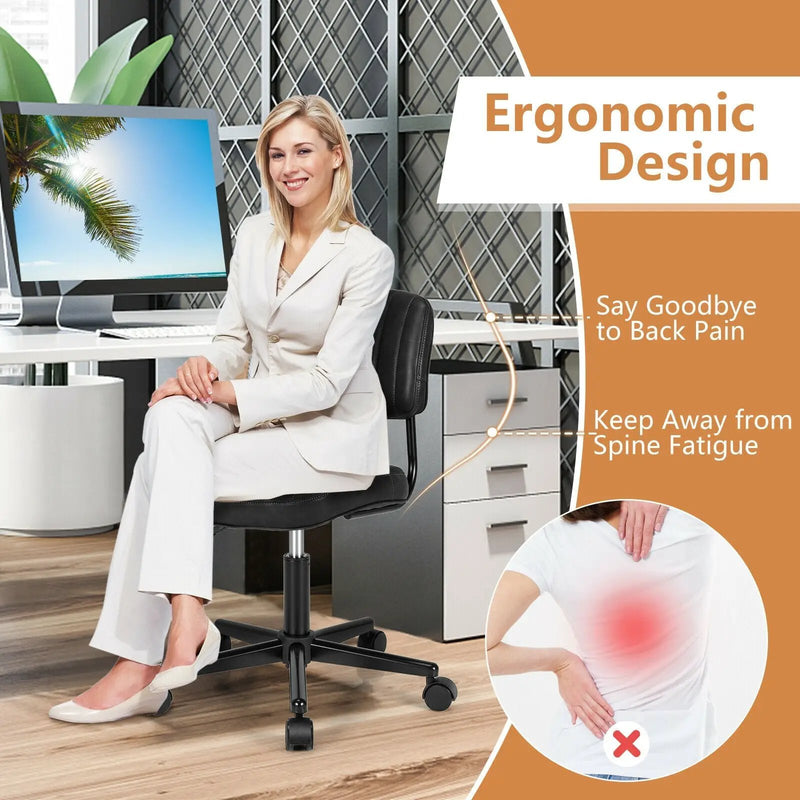 PU Leather Adjustable Office Chair Swivel Task Chair with Backrest by DirectDeals