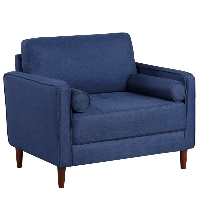 Accent Oversized Linen Club Armchair with Pillows and Rubber Wood Legs by DirectDeals