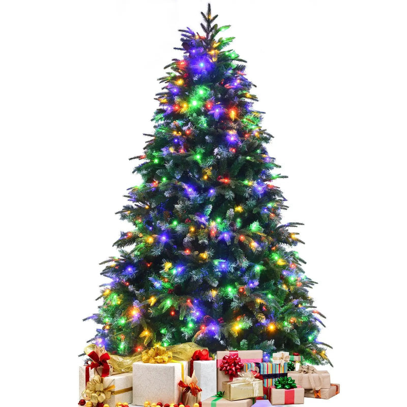 Pre-Lit Snowy Christmas Hinged Tree with Multi-Color Lights by DirectDeals