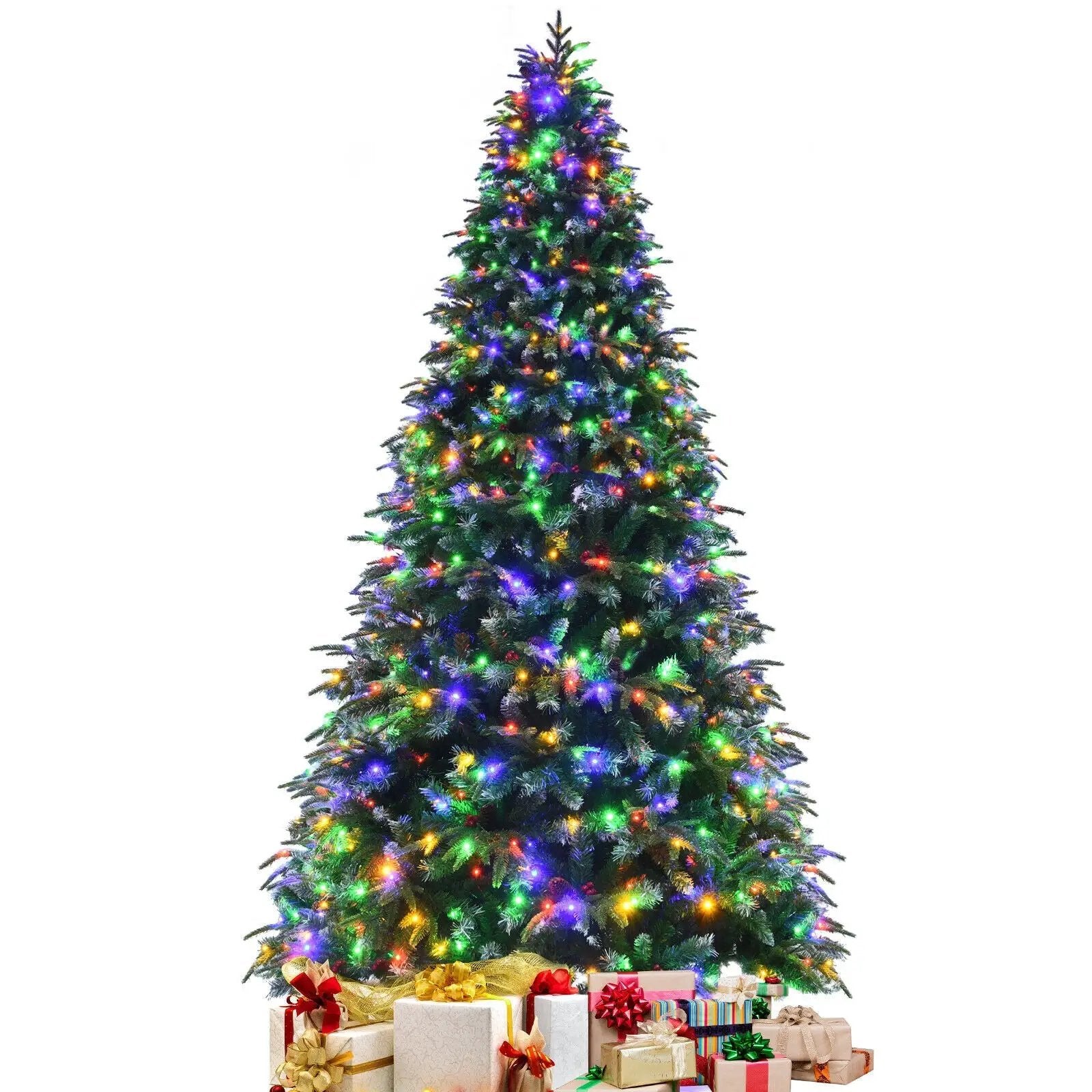 Pre-Lit Snowy Christmas Hinged Tree with Multi-Color Lights by DirectDeals