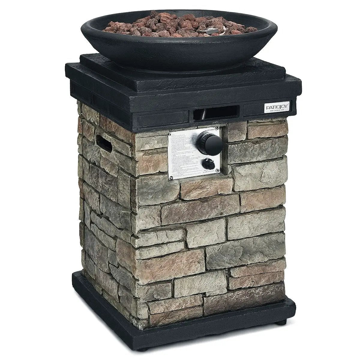 40000BTU Outdoor Propane Burning Fire Bowl Column Realistic Look Firepit Heater by DirectDeals