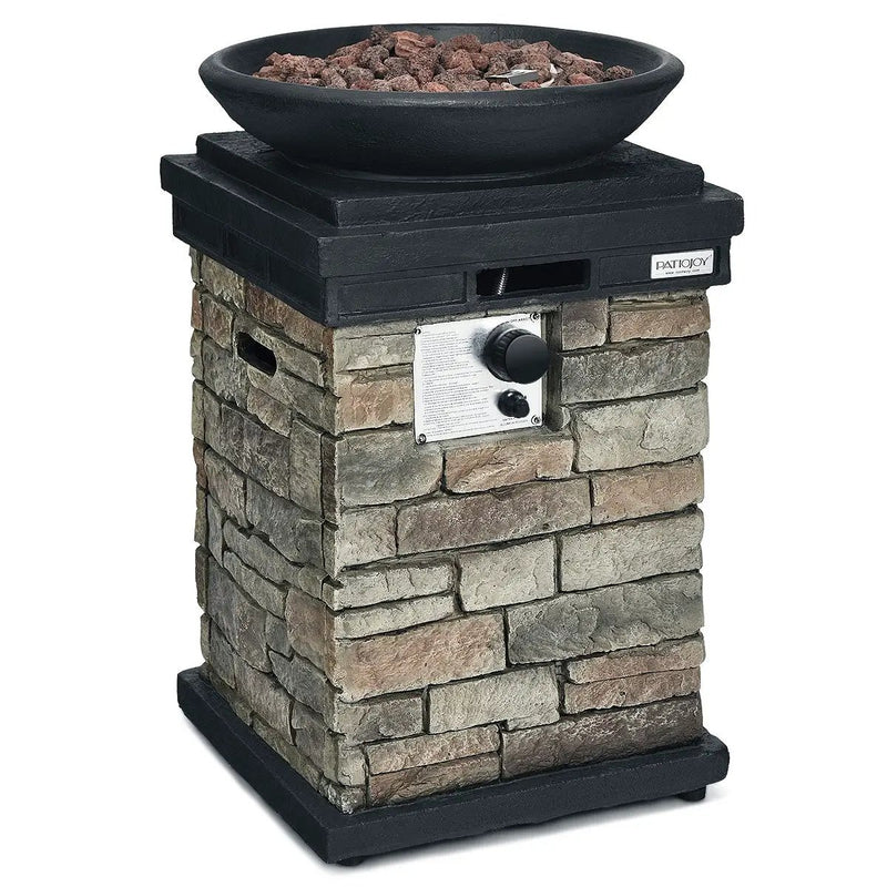 40000BTU Outdoor Propane Burning Fire Bowl Column Realistic Look Firepit Heater by DirectDeals