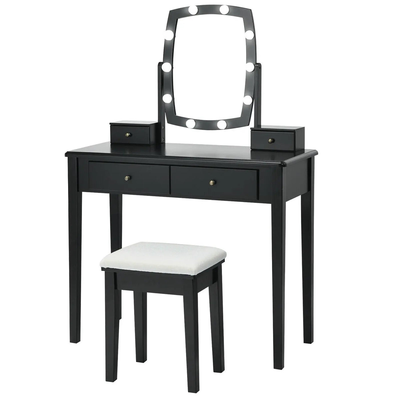 Vanity Table Set with Lighted Mirror for Bedroom and Dressing Room by DirectDeals