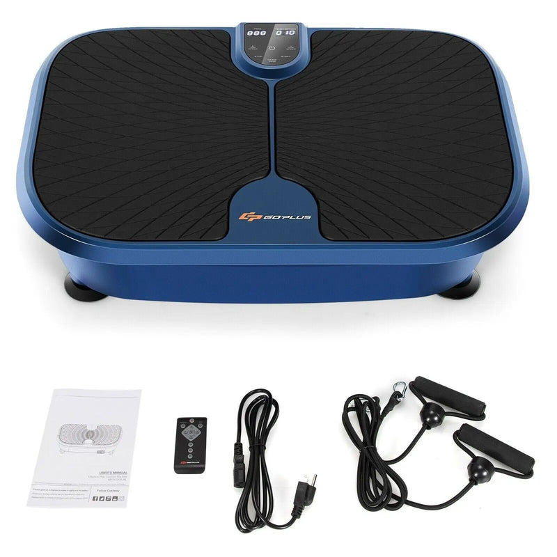 Mini Vibration Fitness Plate Machine with Remote Control and Loop Bands-Blue by DirectDeals