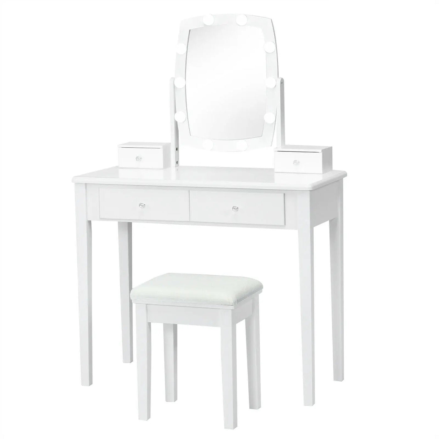 Vanity Table Set with Lighted Mirror for Bedroom and Dressing Room by DirectDeals