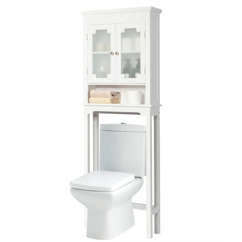 Bathroom Space Saver Carved Top Toilet Rack with Adjustable Shelf by DirectDeals