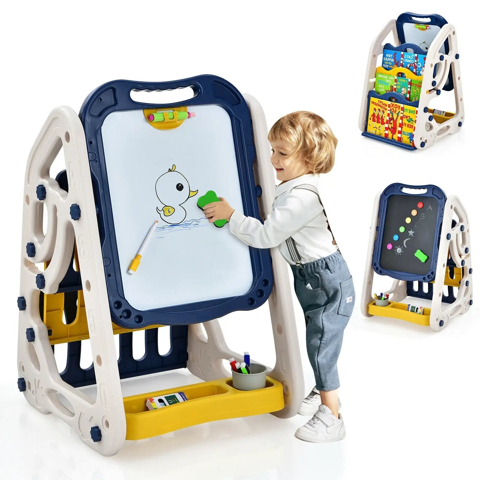 3-in-1 Kids Art Easel Double-Sided Tabletop Easel with Art Accessories by DirectDeals