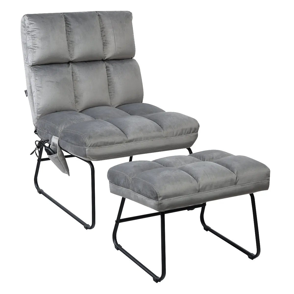 Velvet Massage Recliners with Ottoman Remote Control and Side Pocket by DirectDeals