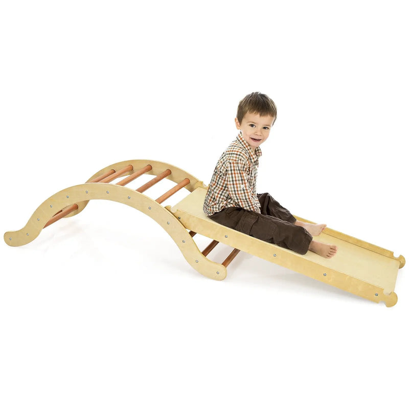 3-in-1 Wooden Arch Climber Set with Ramp and Rocker Mat by DirectDeals