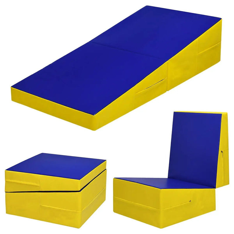 Folding Incline Mat Slope Cheese Gymnastics Gym Exercise Yellow by DirectDeals