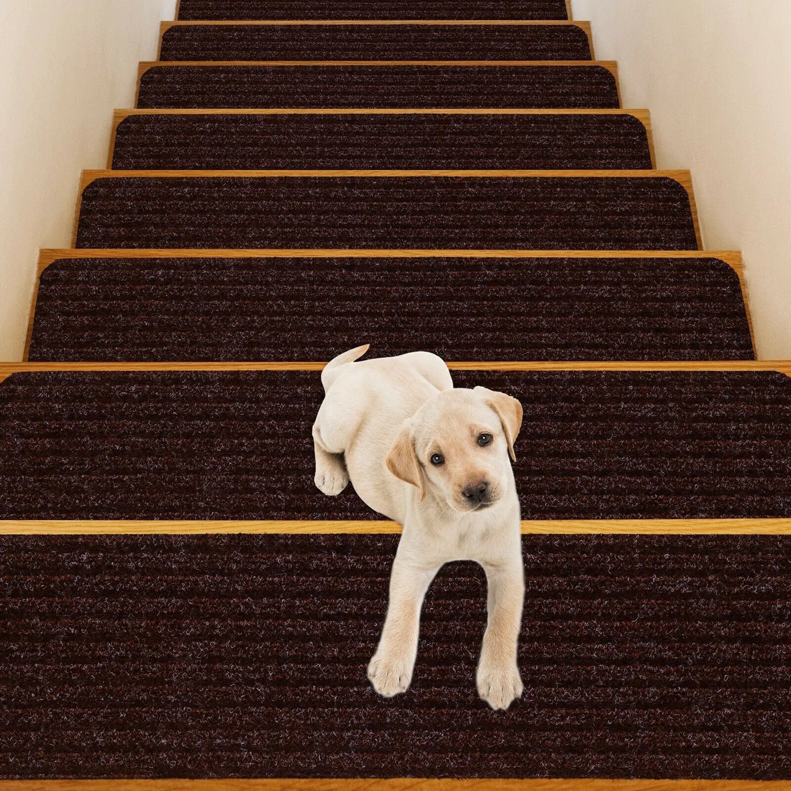 15 Pieces 30 x 8 Inch Slip Resistant Soft Stair Treads Carpet by DirectDeals