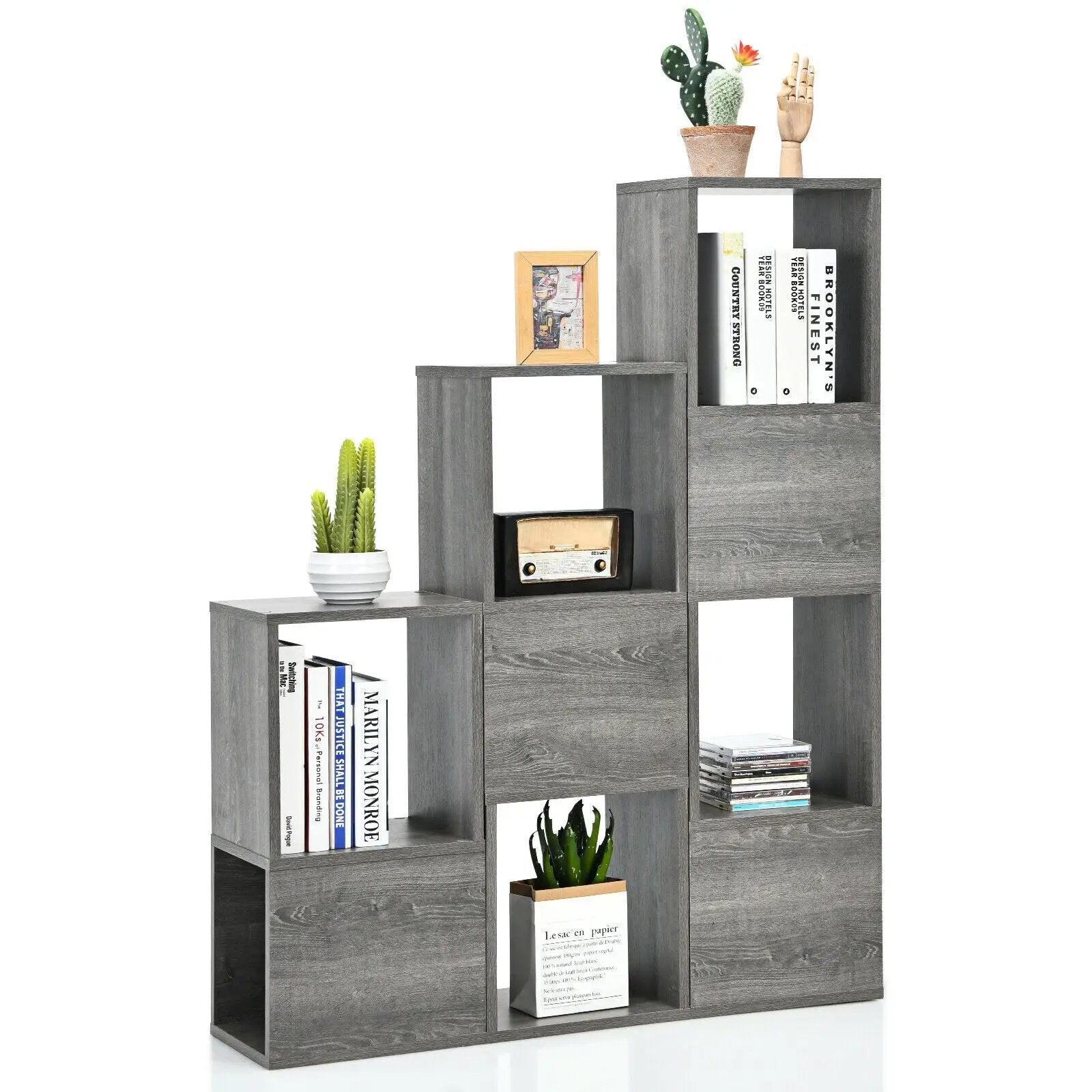 Freestanding Display Shelf for Living Room-Gray by DirectDeals