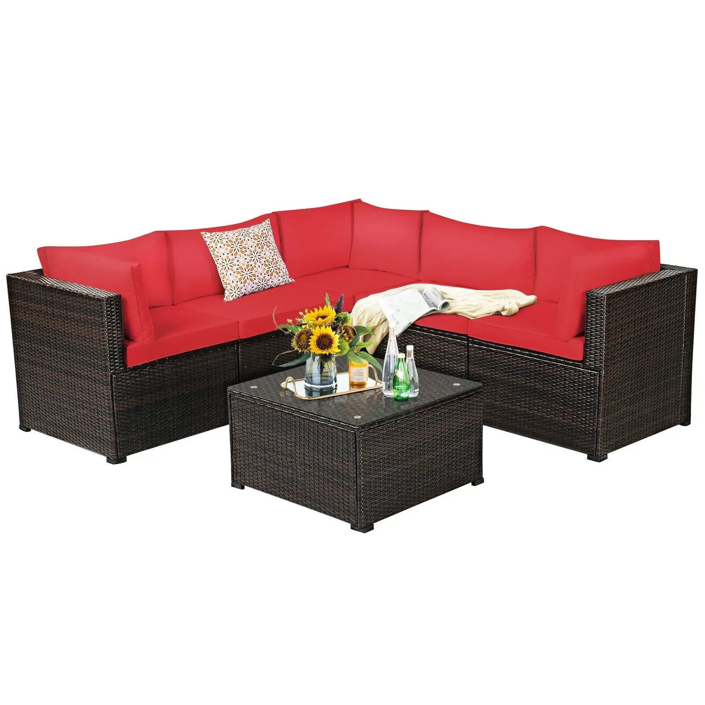 6 Pieces Patio Furniture Sofa Set with Cushions for Outdoor by DirectDeals