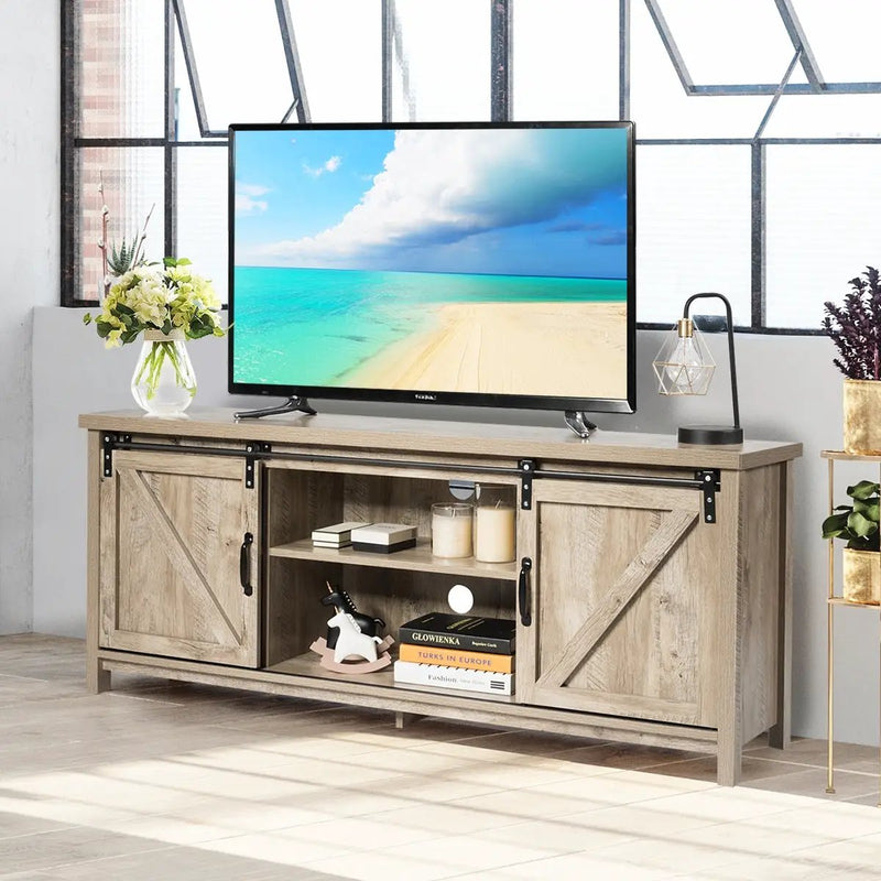 TV Stand Media Center Console Cabinet with Sliding Barn Door by DirectDeals