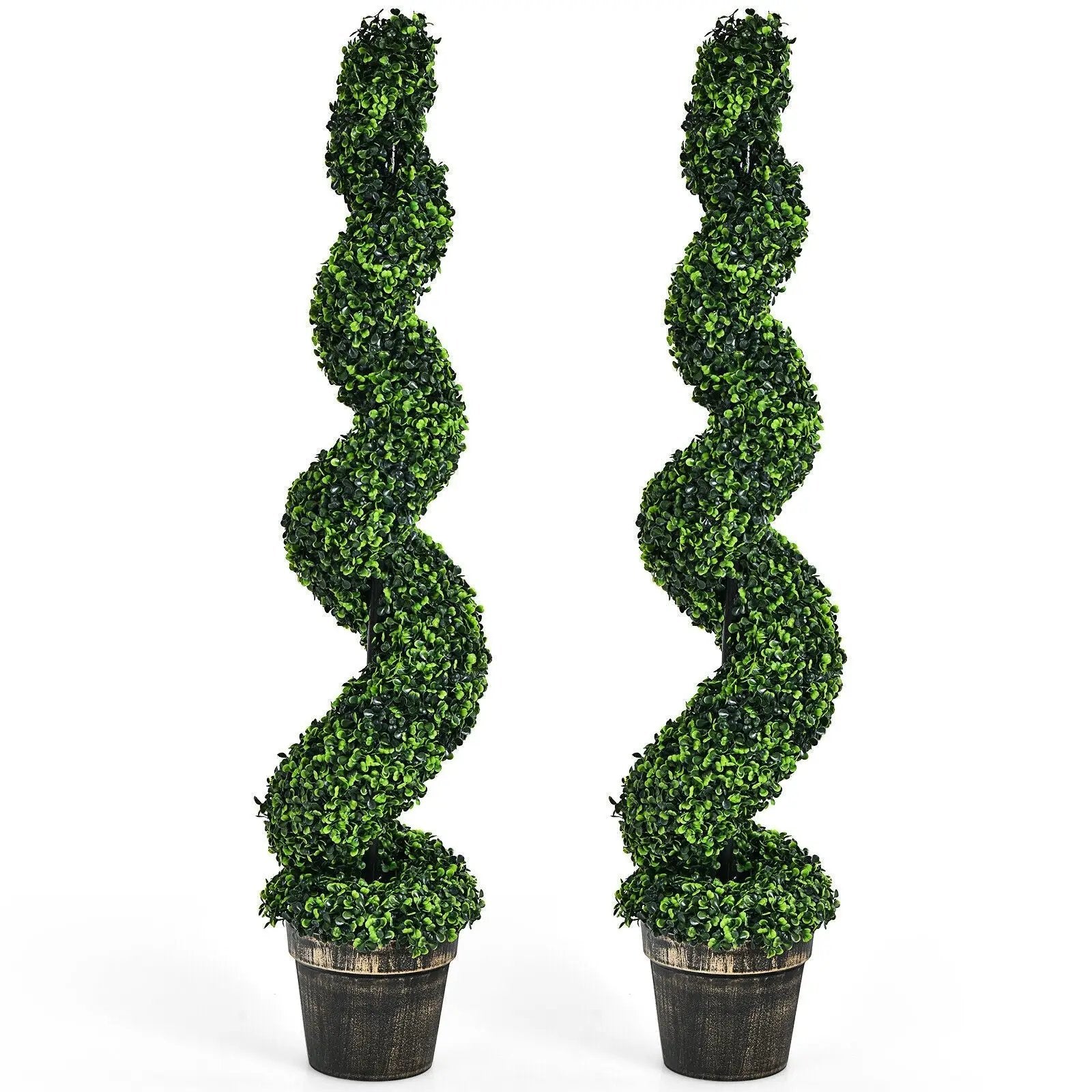 2 Pack 4 Feet Artificial Spiral Boxwood Topiary Indoor Outdoor Decor by DirectDeals