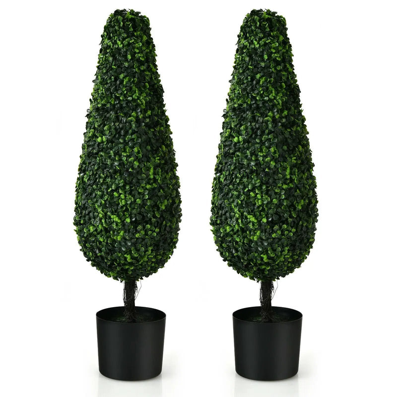 2 Pack 3 Feet Artificial Tower UV Resistant Indoor Outdoor Topiary Tree by DirectDeals