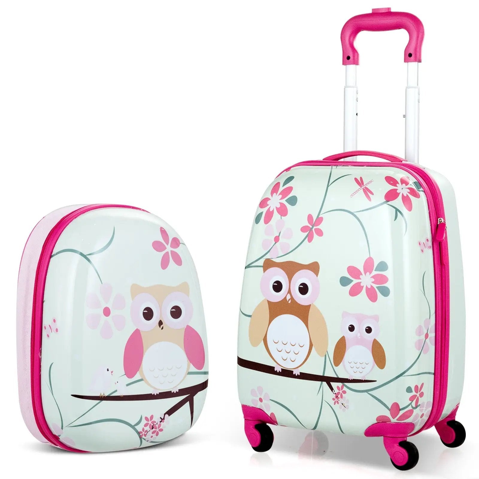 2 Pieces 12 Inch 16 Inch Green ABS Kids Suitcase Luggage Set by DirectDeals