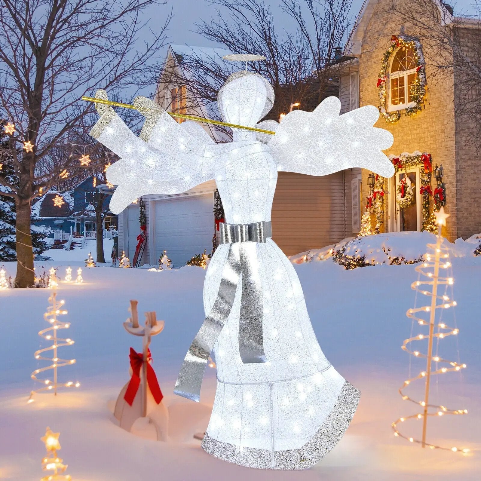 Pre-Lit Angel Christmas Decoration with 100 LED Lights by DirectDeals