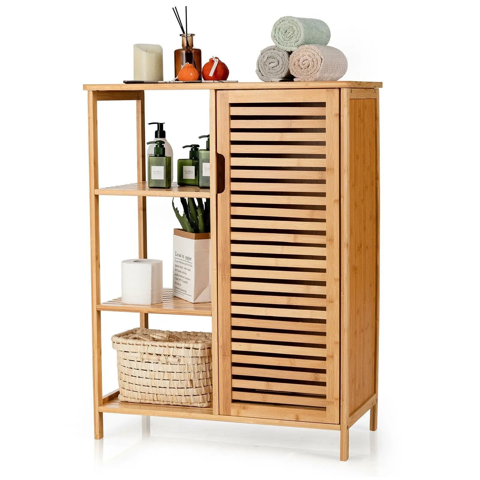 Bamboo Bathroom Storage Cabinet with Single Door-Natural by DirectDeals