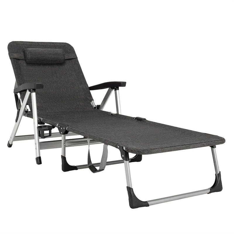 Beach Folding Chaise Lounge Recliner with 7 Adjustable Position by DirectDeals