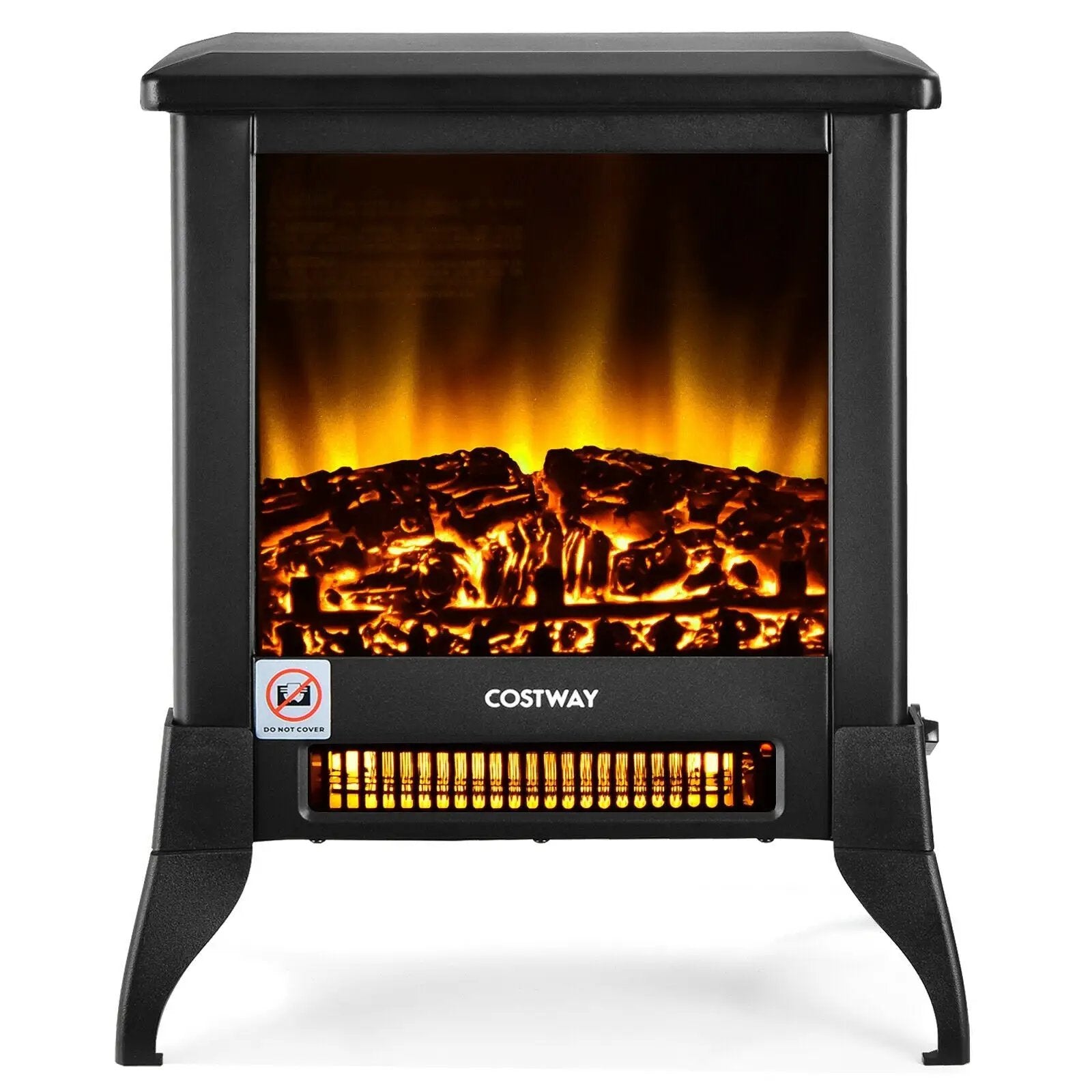Compact Portable Space Heater with Realistic Flame Effect-Black by DirectDeals