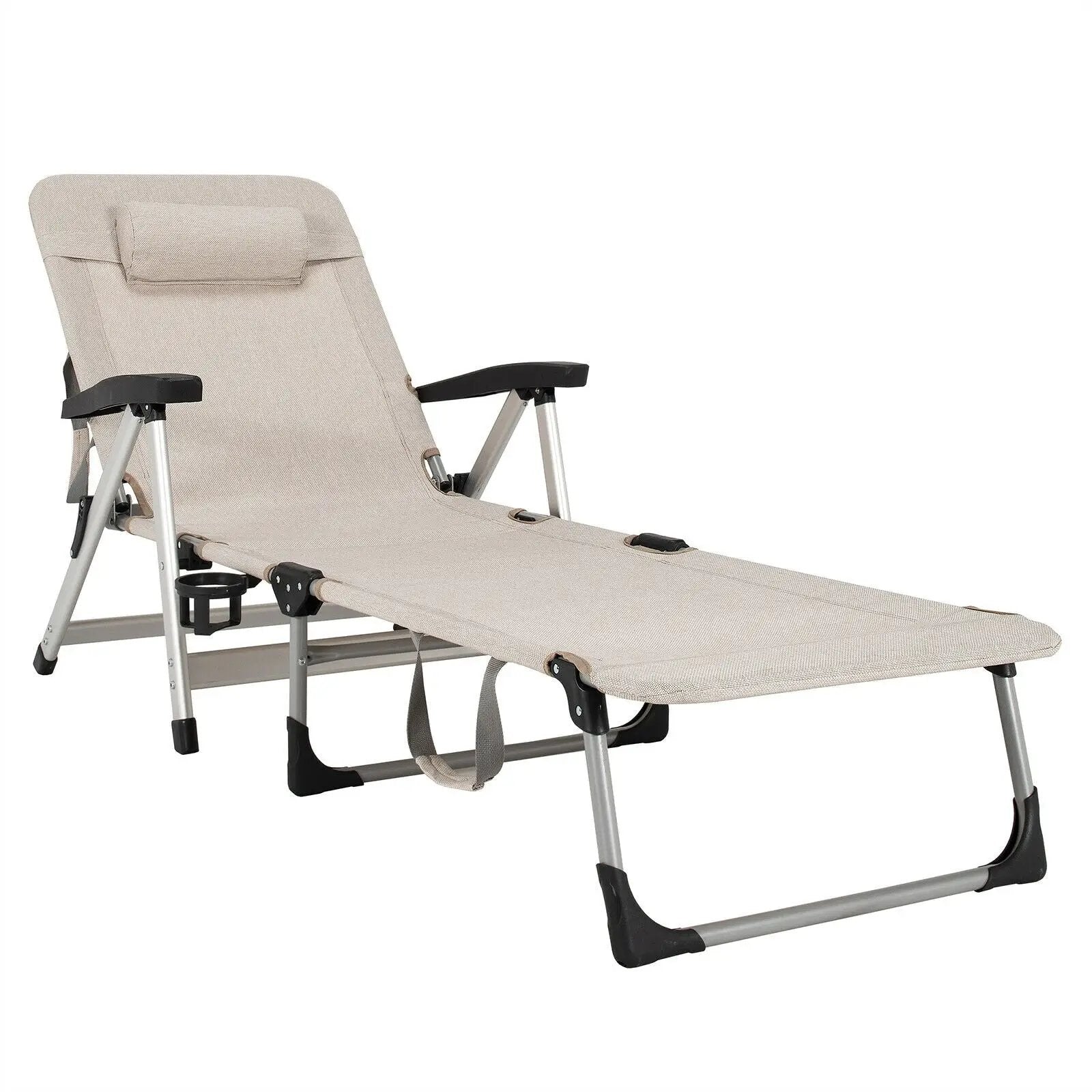 Beach Folding Chaise Lounge Recliner with 7 Adjustable Position by DirectDeals