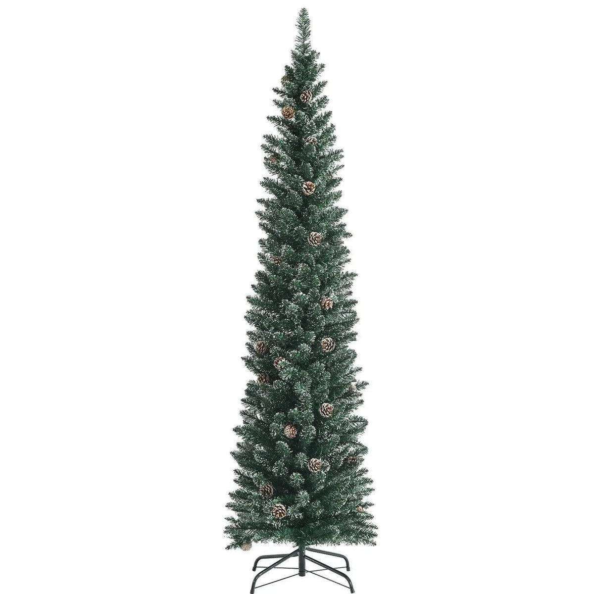 Snowy Artificial Pencil Christmas Tree with Pine Cones by DirectDeals