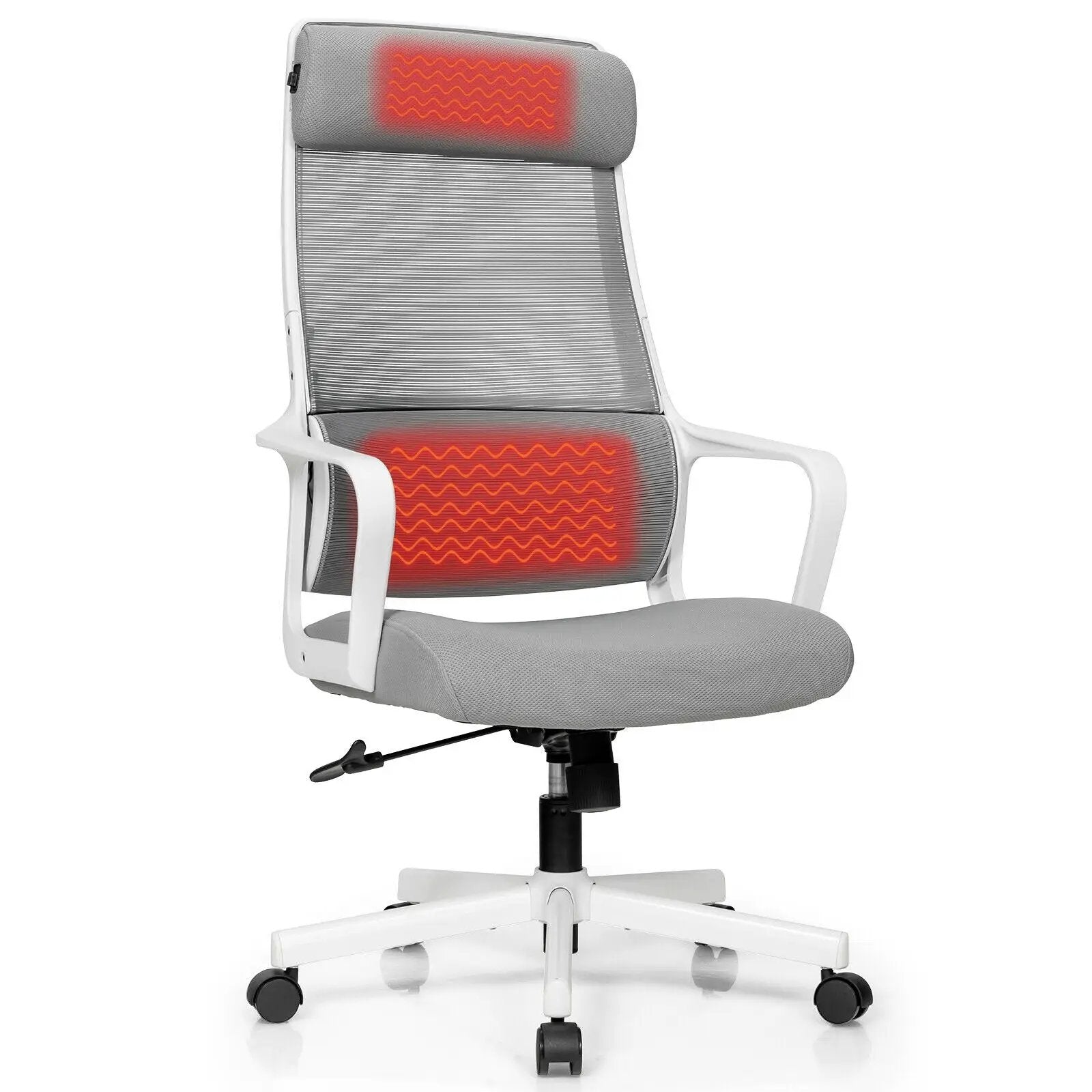 Adjustable Mesh Office Chair with Heating Support Headrest by DirectDeals