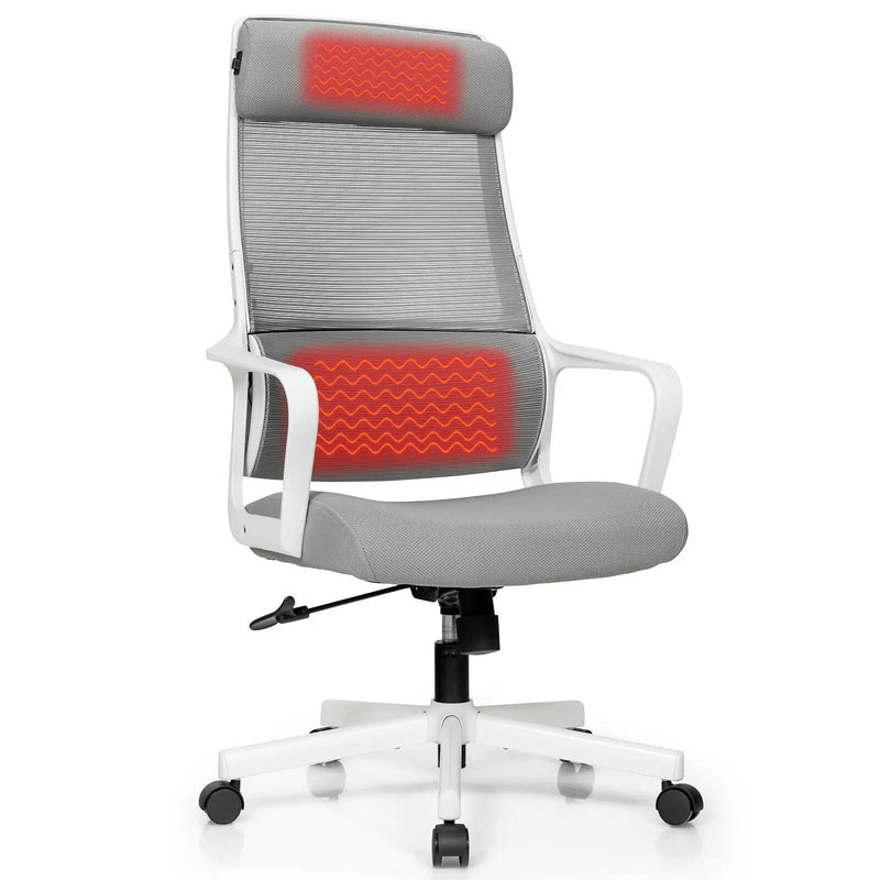Adjustable Mesh Office Chair with Heating Support Headrest by DirectDeals